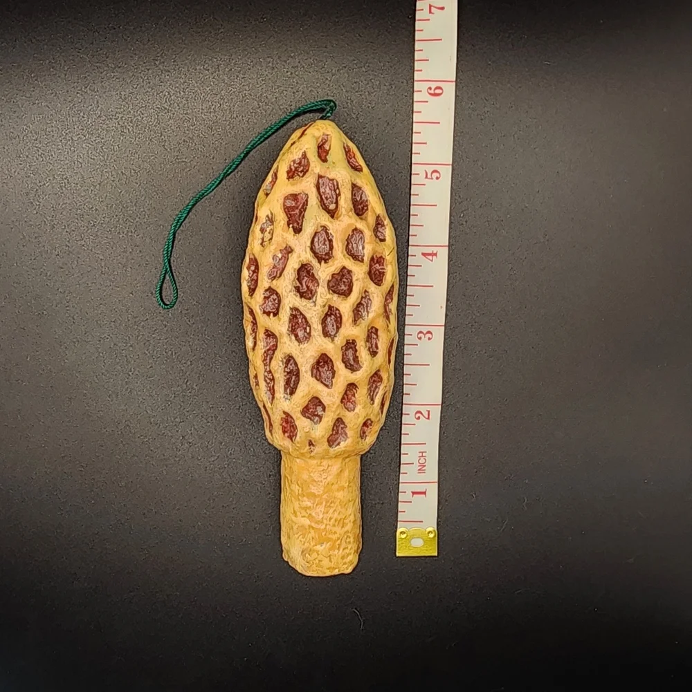 Hand Crafted Morel Mushroom Paper Mache Ornament - Brown and Tan